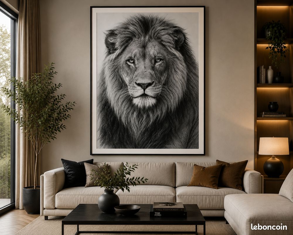 Tableau signée c.laitiv lion hyperrealisme (image 1)
