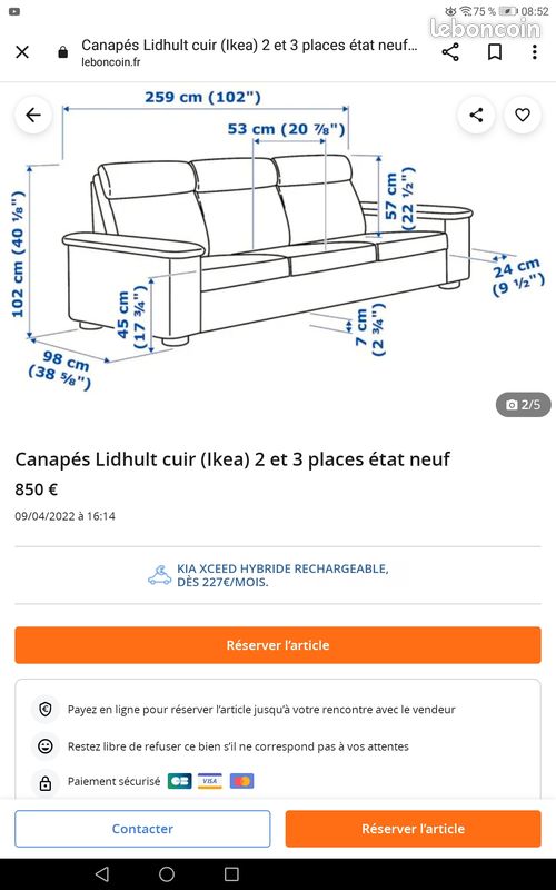 Canapés cuir LIDHULT 2 et 3 places (image 2)