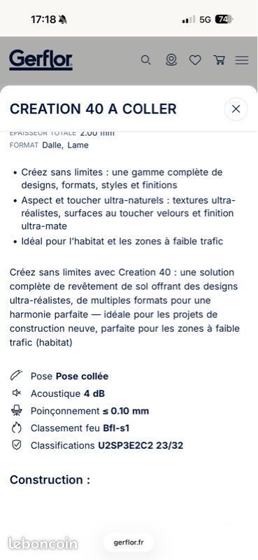 Vente lame PVC à coller - imitation parquet - état neuf (image 4)