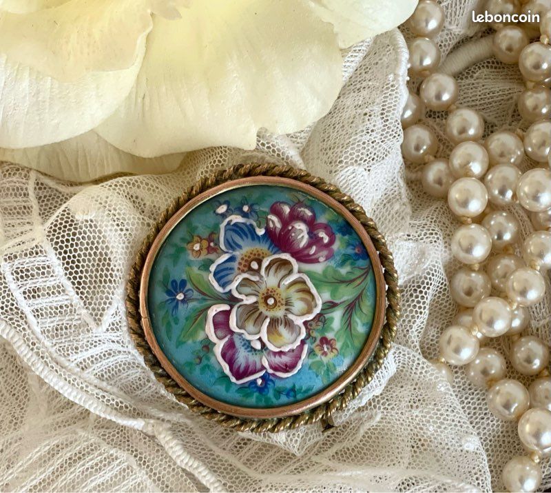 Broche Ancienne Limoges France - Art Déco / Nouveau - Créateur