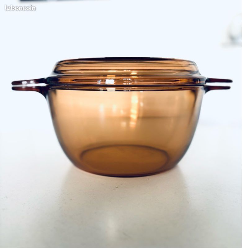 325⚜️ Ancienne Marmite Cocotte en Verre Vision France
