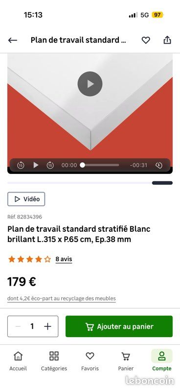 Plan de travail blanc laqué Leroy merlin (image 5)