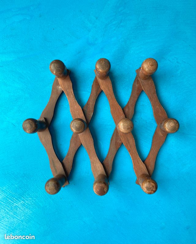 Porte-manteau en bois extensible années 40/50 (image 3)