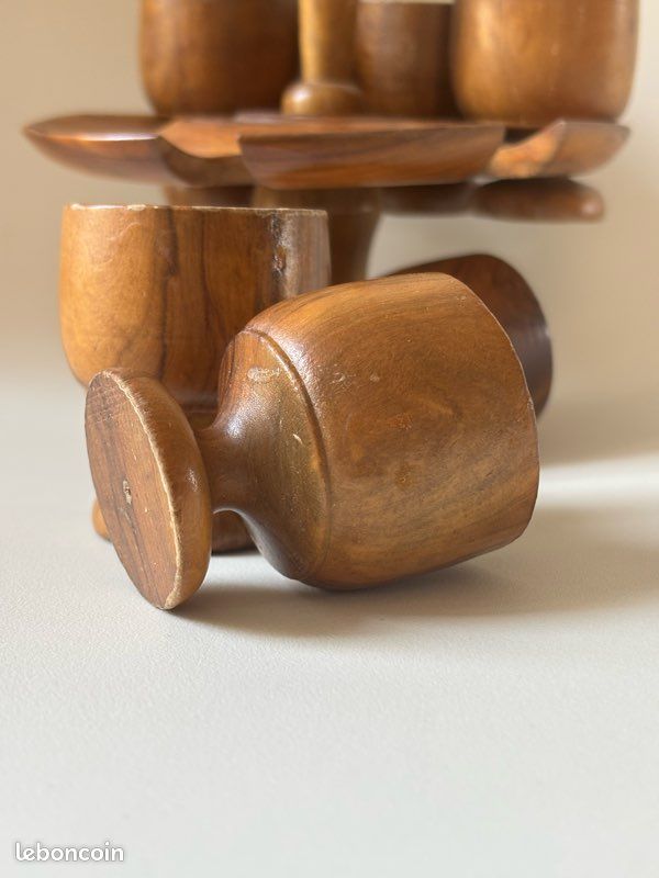 Coquetiers et support en bois d’olivier (image 4)