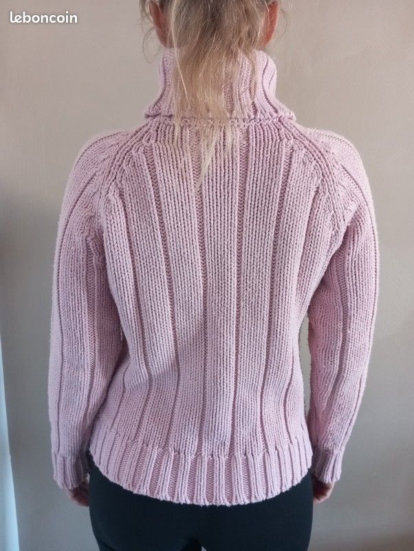 Pull épais femme à grosse maille col roulé rose ZARA Taille L