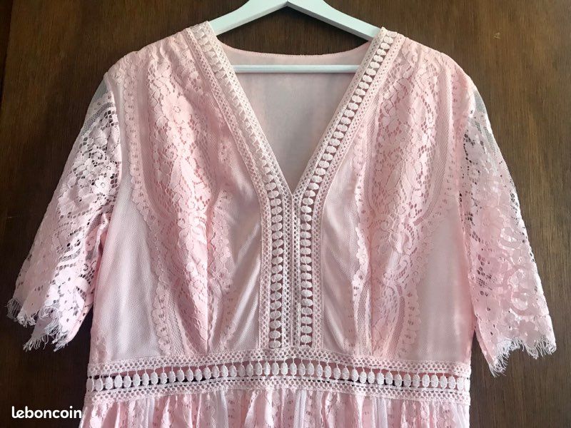 Robe longue rose pour cérémonie ou soirée (image 5)