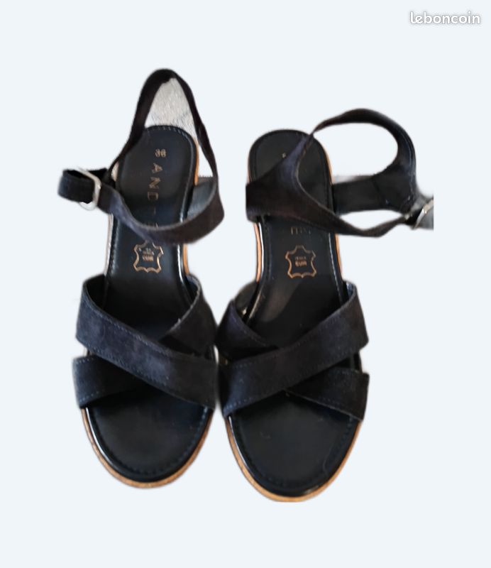 Escarpin cuir bleu marine (image 1)