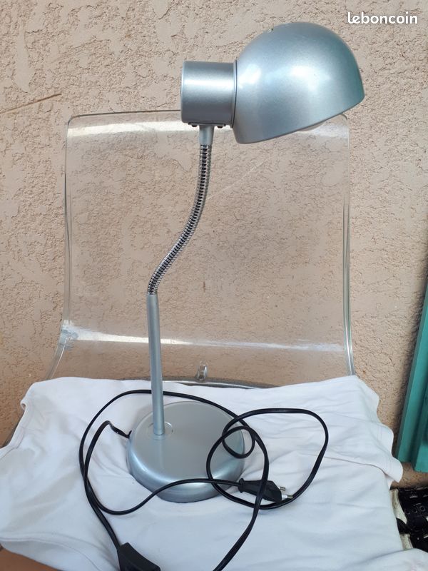 Lampe bureau industriel, métal gris, vintage. TBE (image 4)