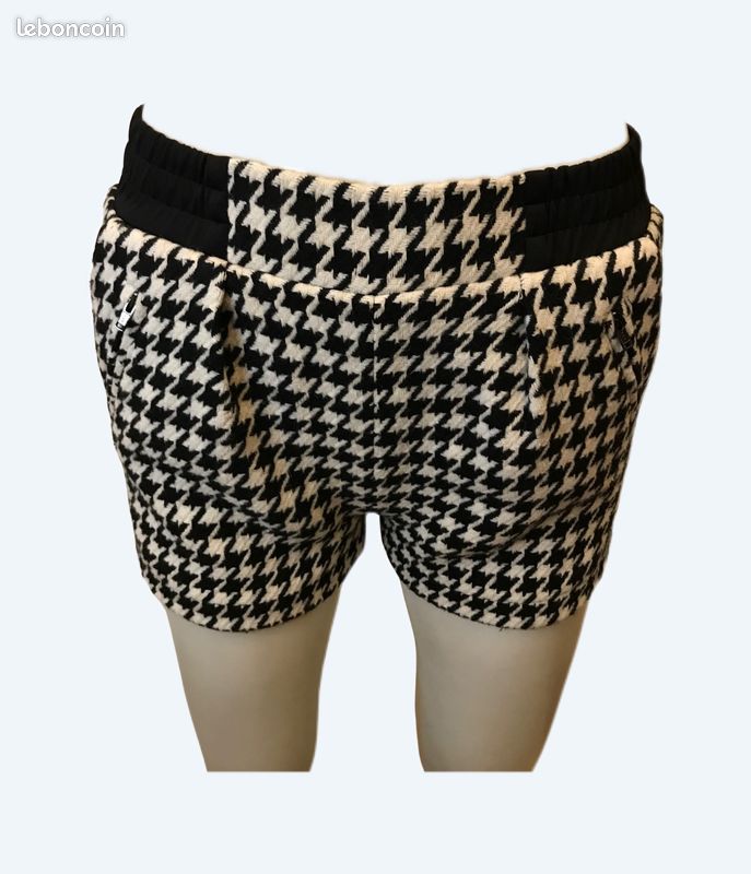 Short en laine mélangée motifs pied de poule School Rag (image 1)