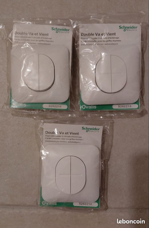 Lot de 3 interrupteurs Schneider Ovalis double (image 1)