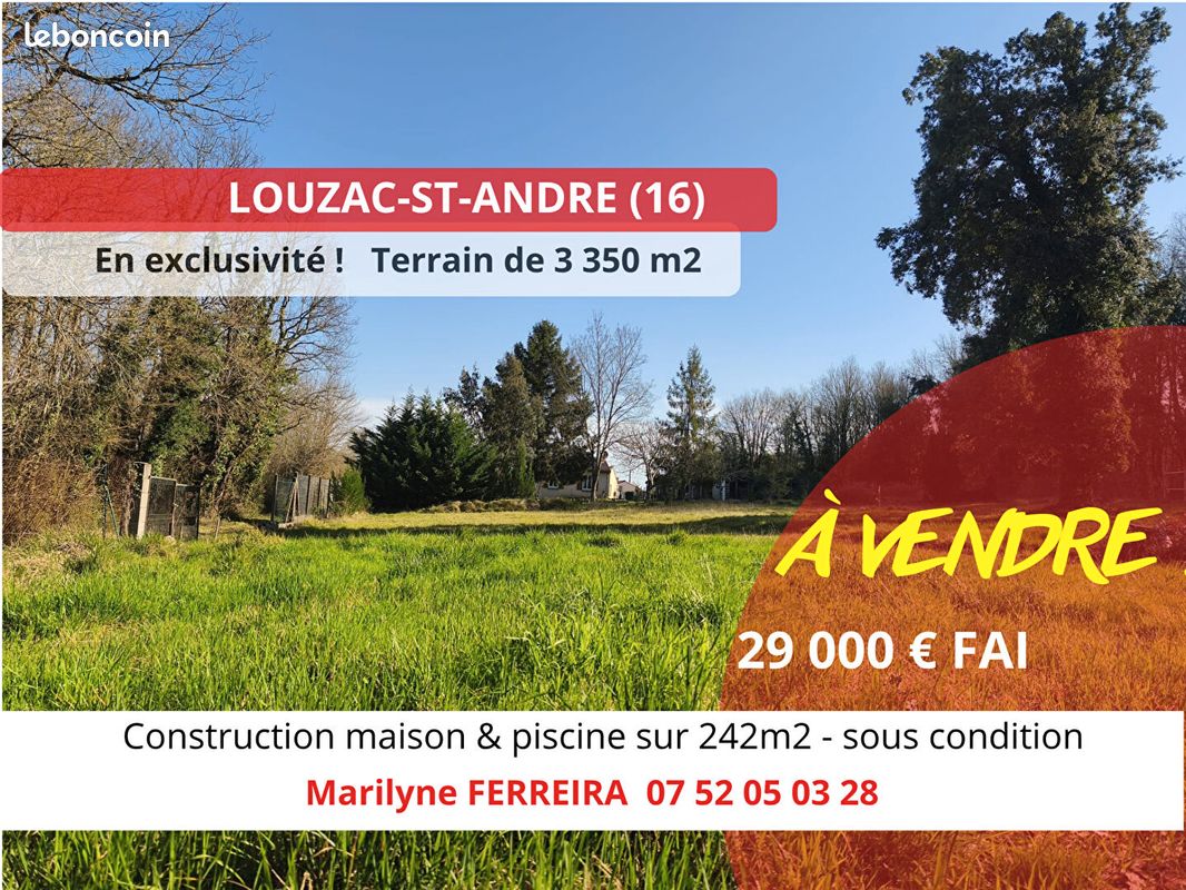 Terrain 3351 m² · à Louzac-Saint-André · 3 351 m² · 29 000 €