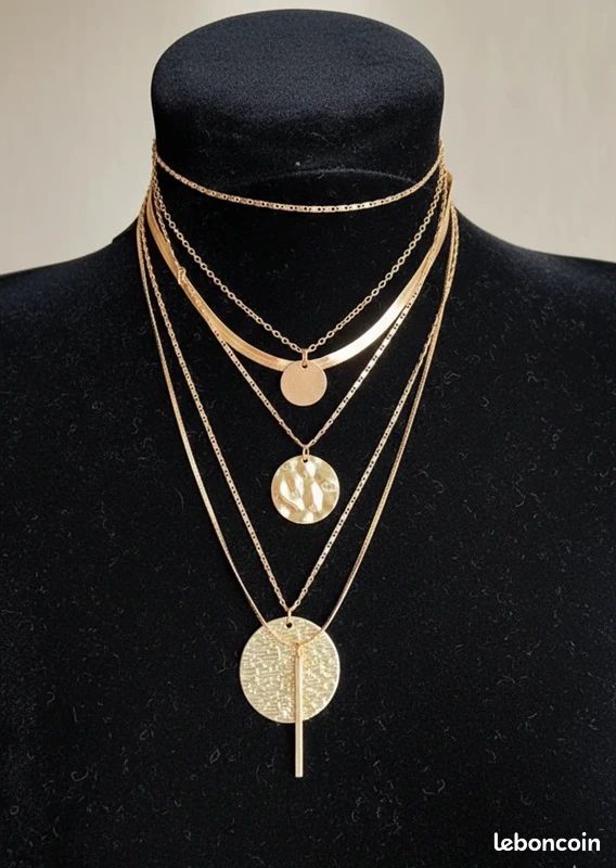 Collier Vintage Plusieurs Rangs En Acier Inoxydable - Neuf Sans Emballage