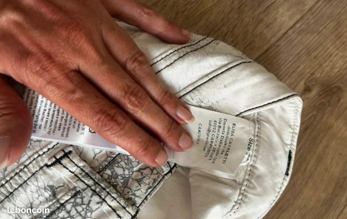 Elisa cavaletti pantalon vintage italien argenté effet craquelé taille 40 (image 7)