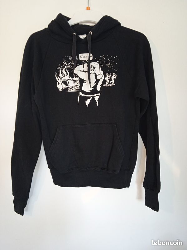 Sweat a capuche noir, motif humoristique taille xs (image 1)