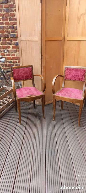 Lot de fauteuils de jeu anciens années 30 Art déco (image 1)