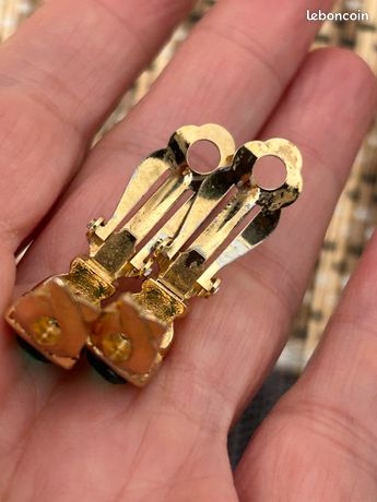 Boucles D'oreilles Clips Vintage Créateur Nina Ricci - Bijou Ancien, Occasion