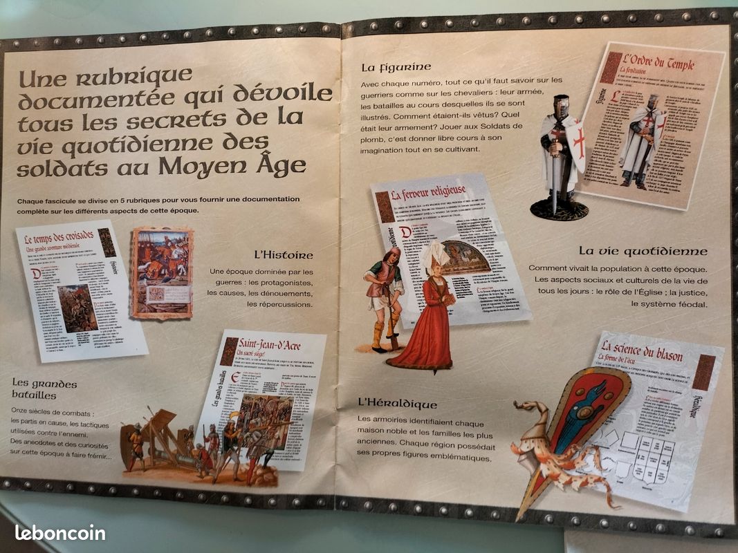 Soldats de plomb du Moyen Âge 2 figurines neuves + fascicules n° 11 et