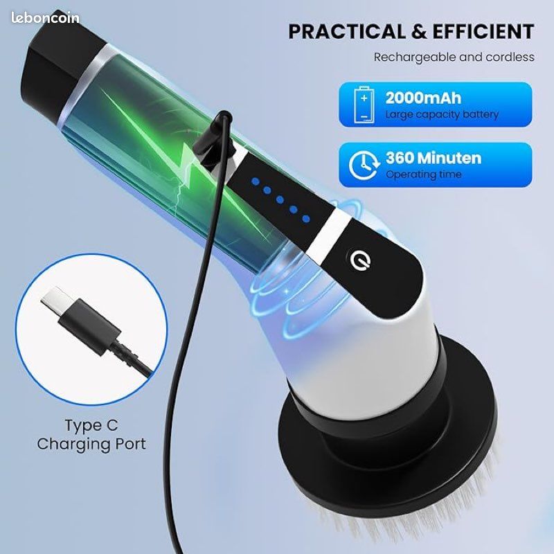 FAOKZE Brosse Electrique Nettoyage Rotative,Brosse de Nettoyage électrique sans 644097219268