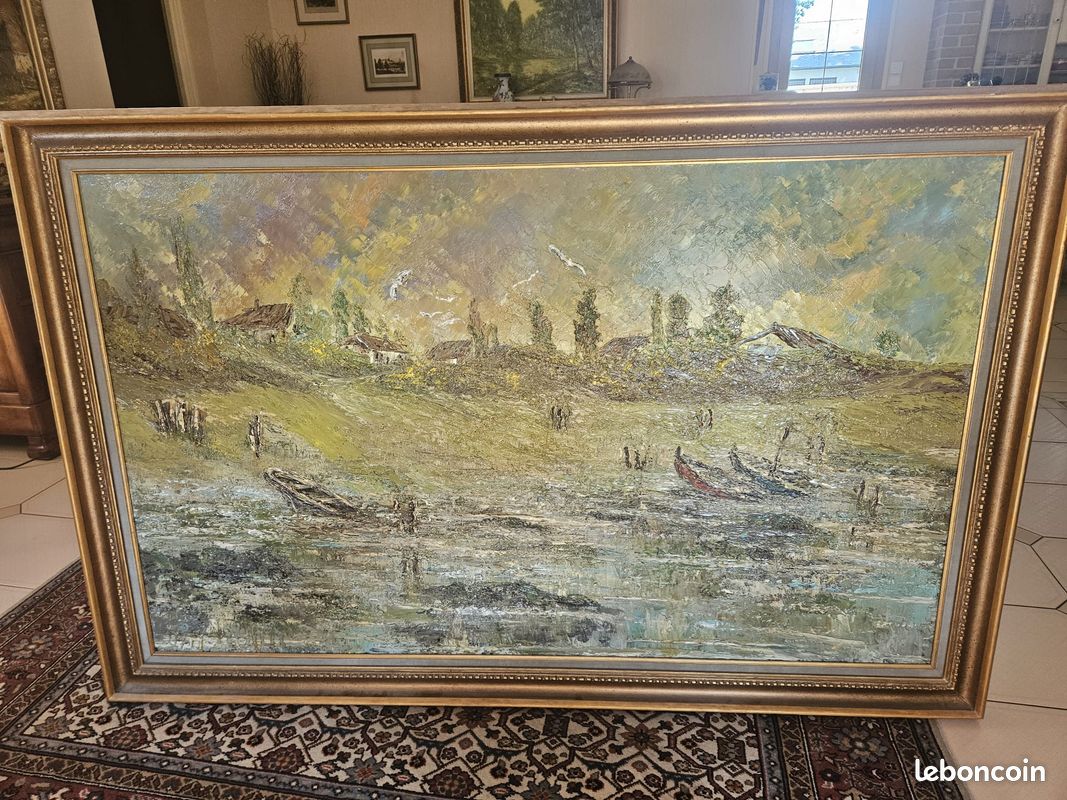 VIDE-MAISON – Lot complet de meubles en bois massif, canapé cuir et tableaux (image 2)
