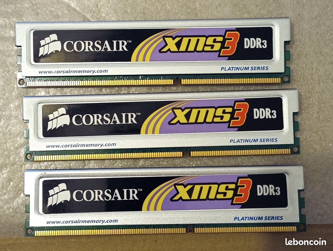 RAM DDR3 XMS3 CORSAIR triple canal pour chipset Intel X58 X79 X99 socket 1366 (image 1)