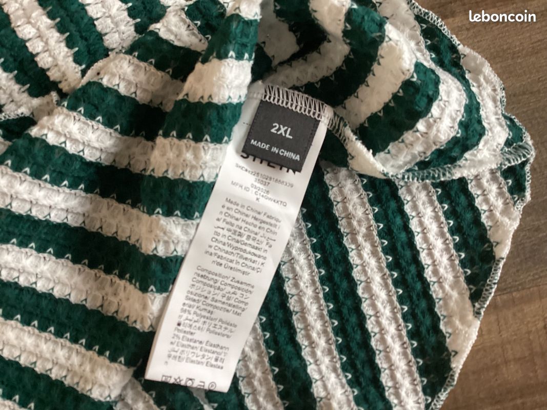 Chemise décontracté rayure jacquard (2 XL) vert NEUF (image 3)