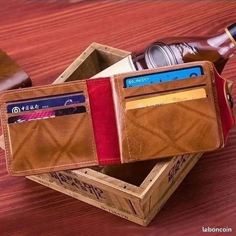 Portefeuille Homme Cuir USA - Motif Dollar Américain - Luxe Marron - Neuf Avec étiquettes