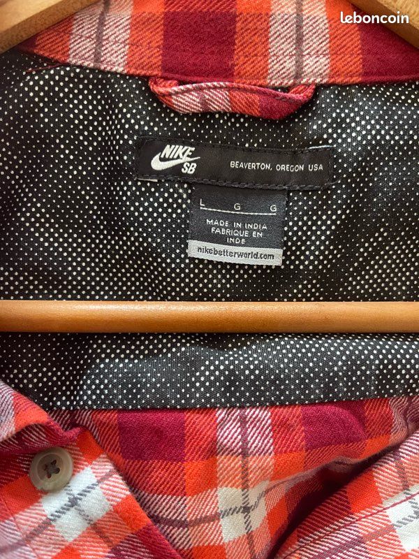Chemise à carreaux Nike SB - Rouge & Blanc - Taille L (image 3)