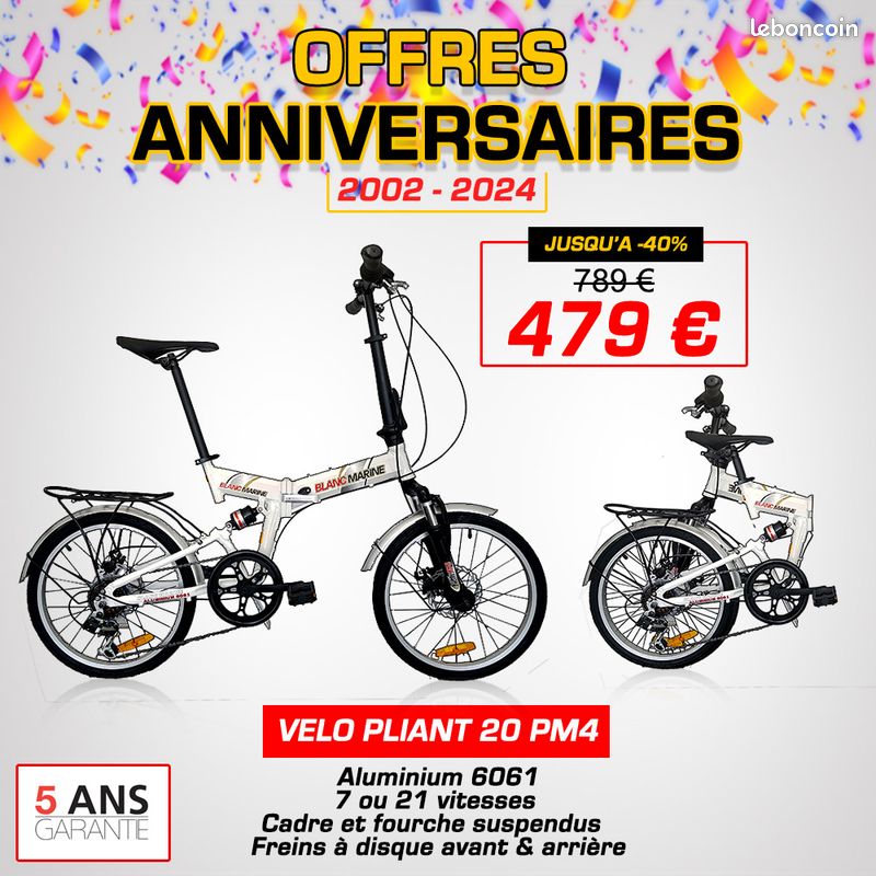 Vélo pliant Vtt pliant Blanc marine en aluminium Offres