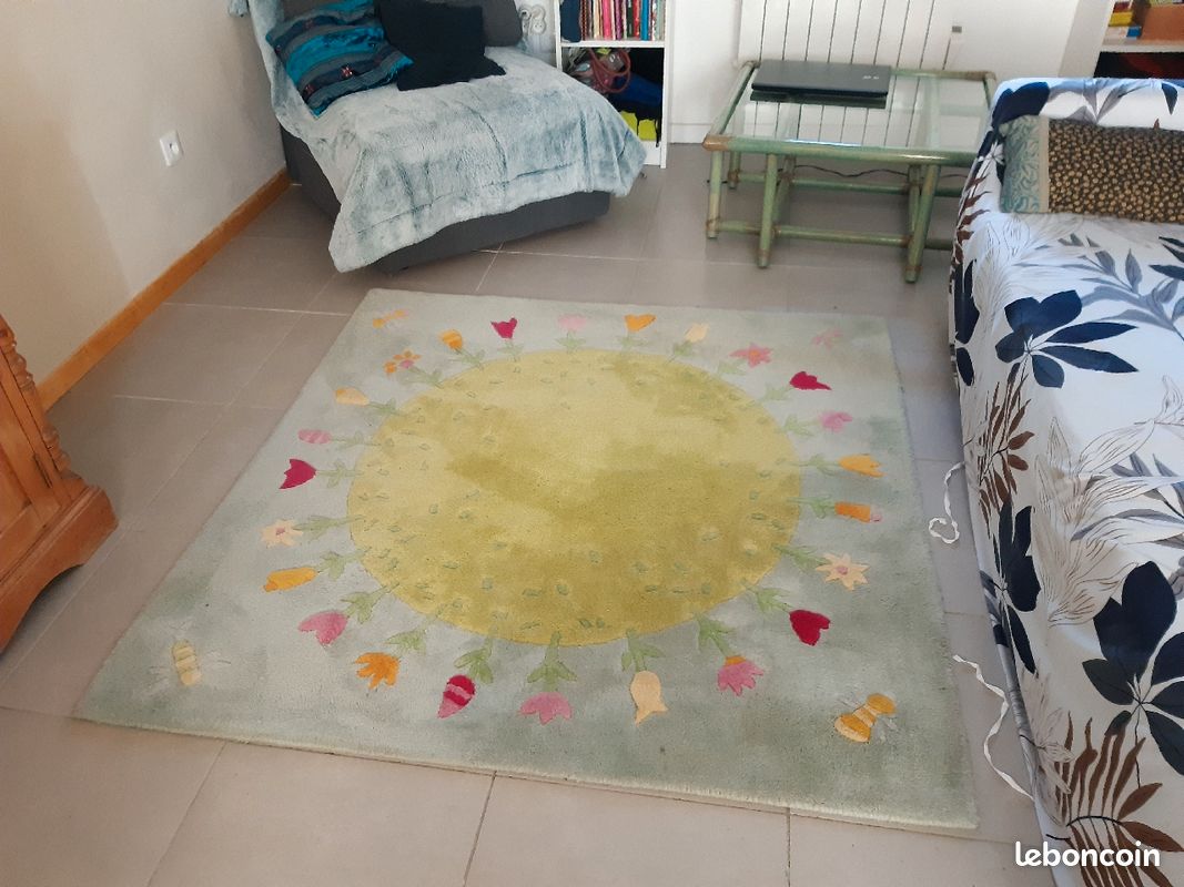 Tapis épais 100% laine 150x150 idéal chambre d'enfant (image 4)