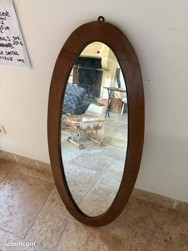 Grand miroir ovale ancien (image 1)