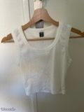 Débardeur court / Crop top blanc côtelé - Taille S (image 1)