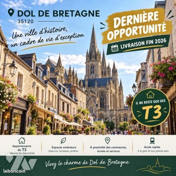 Appartement 3 pièces 61 m² · à Dol-de-Bretagne · 61 m² · 214 000 €