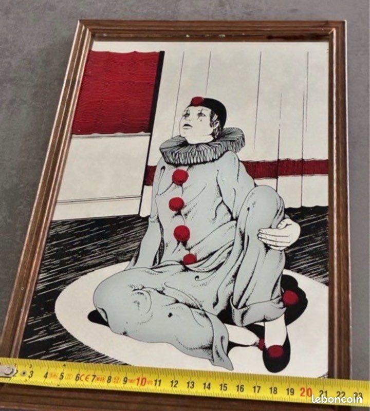 Ancien cadre miroir vintage pierrot (image 3)