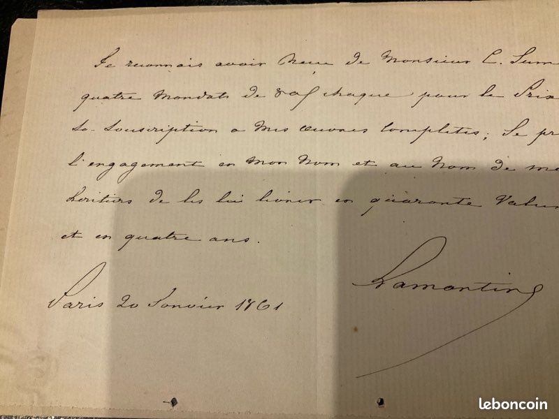 Lettre signée LAMARTINE (image 2)