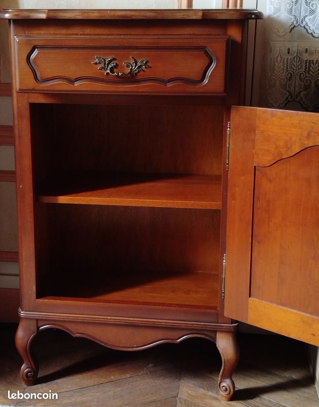 Lot 2 meubles en merisier marron foncé- meuble TV et d'appoint (image 5)