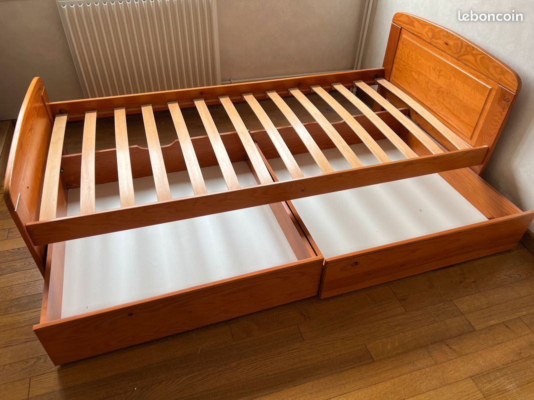 Lit 90cm 2 tiroirs rangement (image 1)