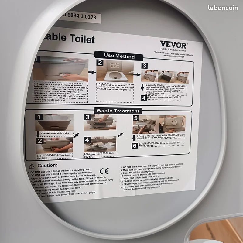 Toilettes portables pour le camping avec sac de transport, toilettes pour camping-car avec réservoir à déchets de 12 litres, chasse d’eau sous pression par bouton-poussoir (image 10)