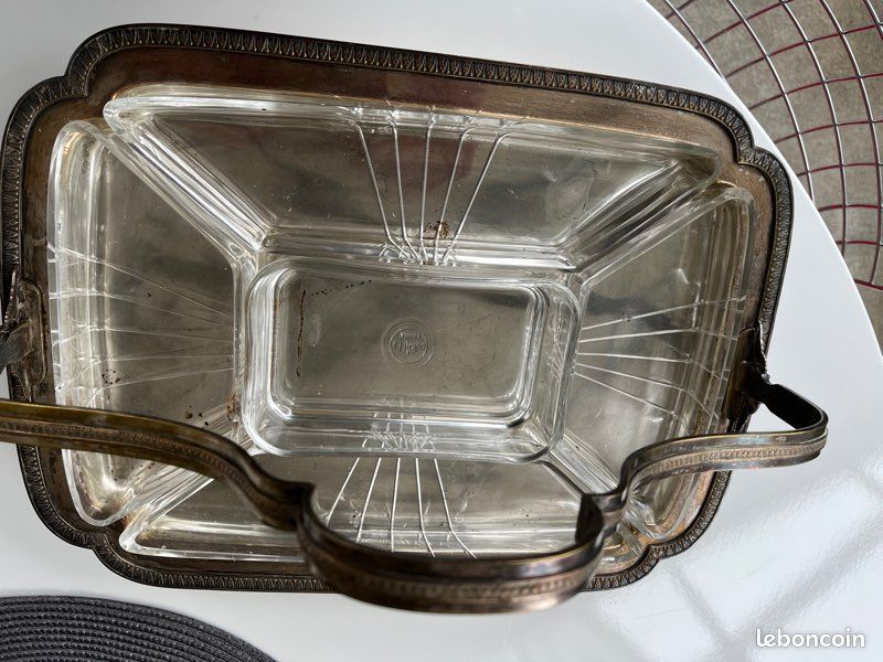 Serviteur ancien art déco argent et verre (image 3)