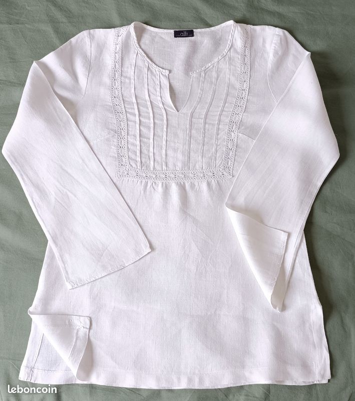 Blouse blanche en lin (image 1)