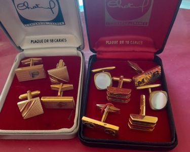 Lot De Boutons De Manchette Et épingles à Cravate Tête De Bélier En Or 10 Carats - 18,86 G, Vintage