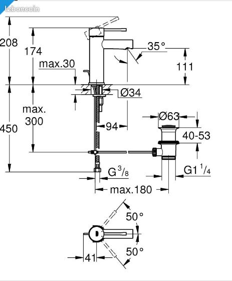 Mitigeur Grohe essence monocommande taille S réf 32898001 (image 2)