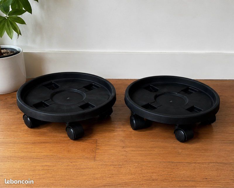Lot de 2 plateaux à roulettes pour plantes – Ø 30 cm (image 1)