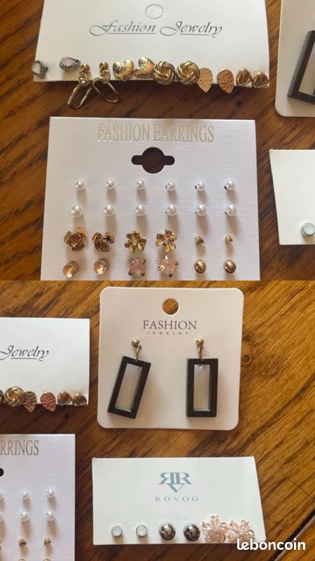Lot de 22 paires de boucles d’oreilles couleur argent et doré comme neuve (image 2)
