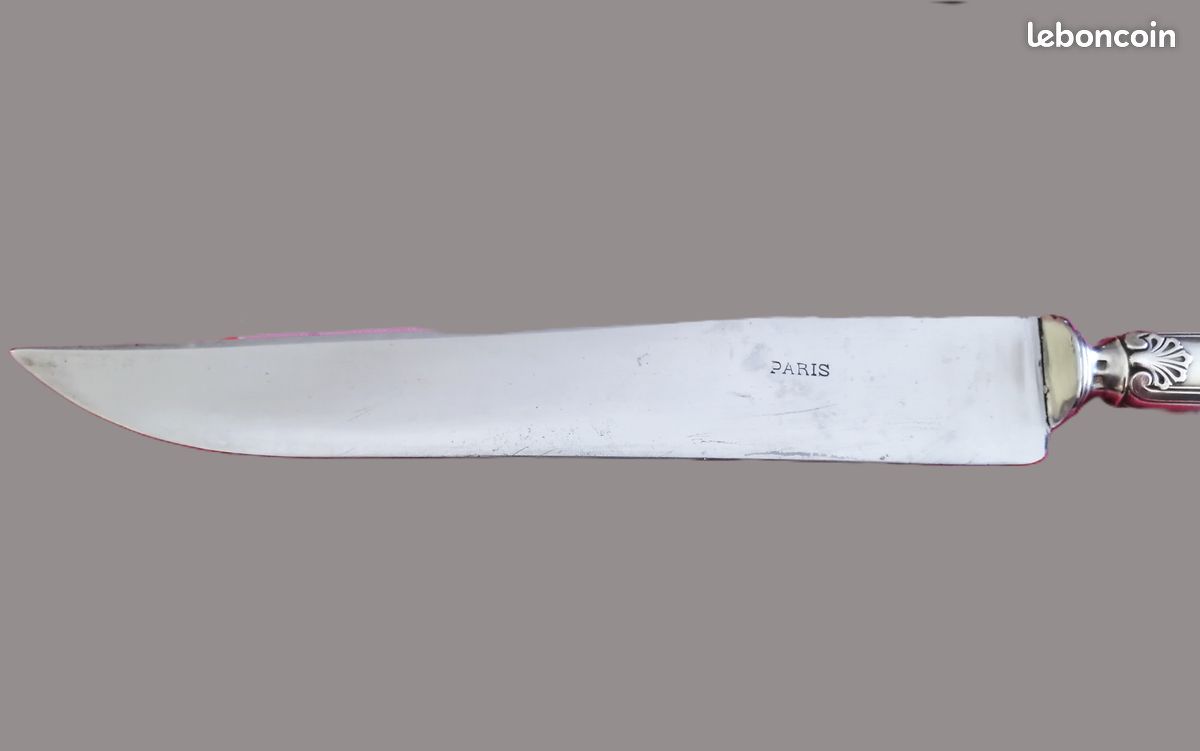 Set couverts pour couper la viande en métal argenté et acier forgé, style Napoléon III (image 4)