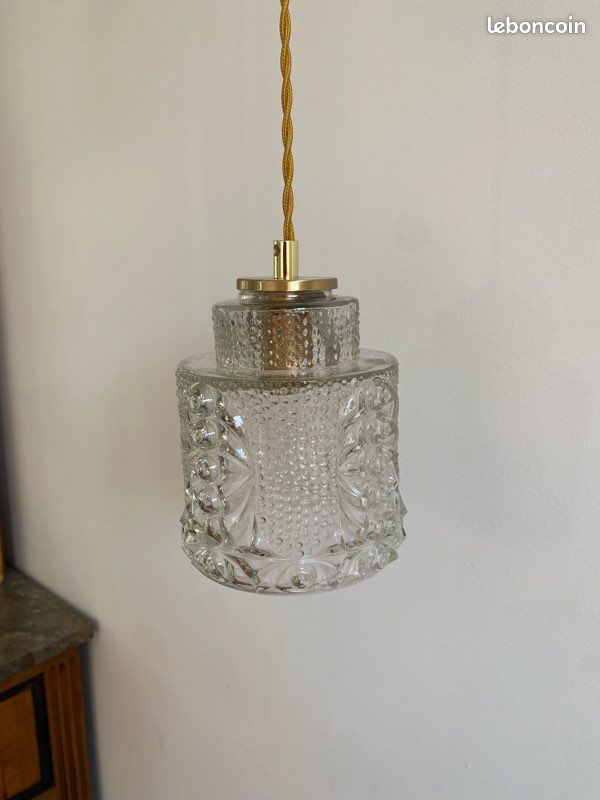 Suspension / Baladeuse globe vintage en verre (2 dispo) (image 4)