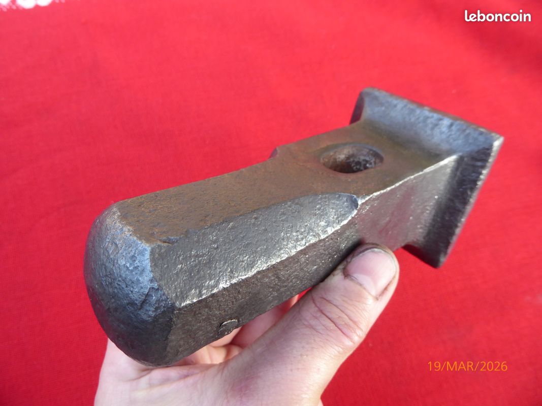 Vintage Français grand bois métal cuivre ancien marteau outil forgeron forge vers 1900-30 / EVE de l'Europe - France