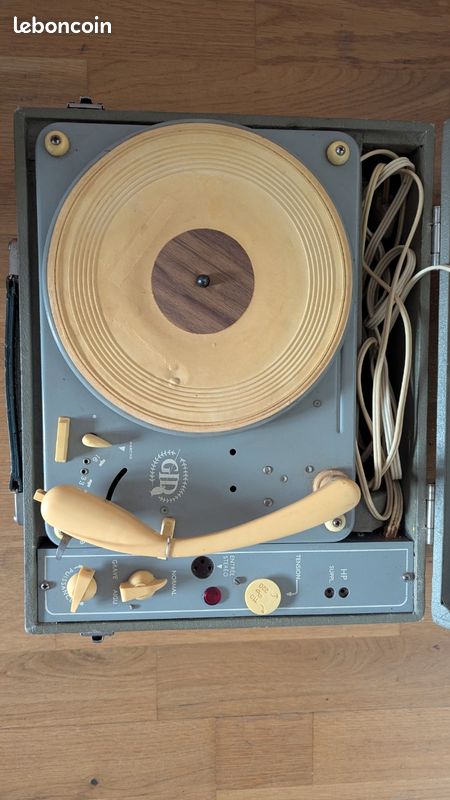 Tourne-disque Vintage Jaune – Années 60, En Bon état De Fonctionnement