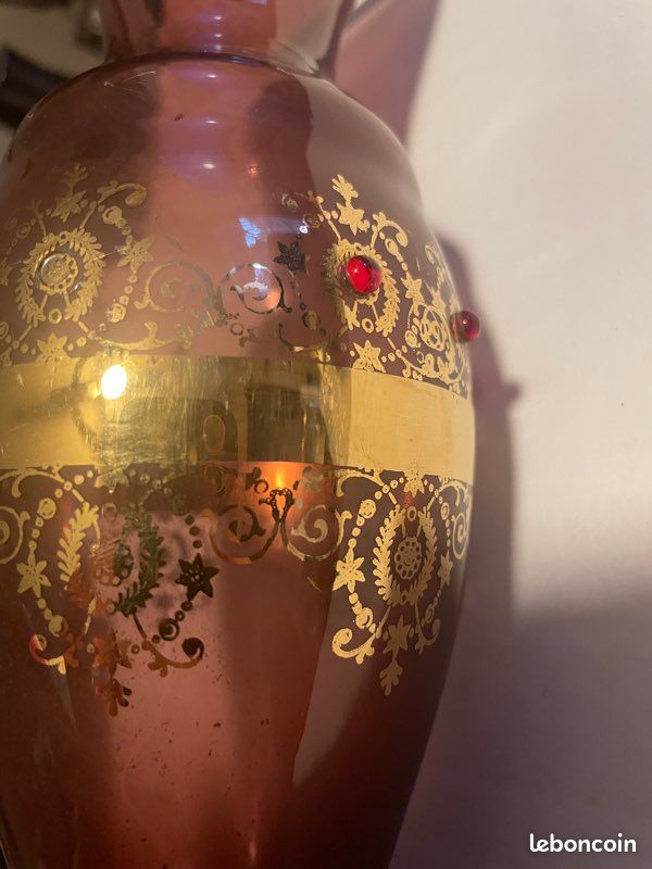 Vase couleur prune/aubergine et or et rouge (image 3)