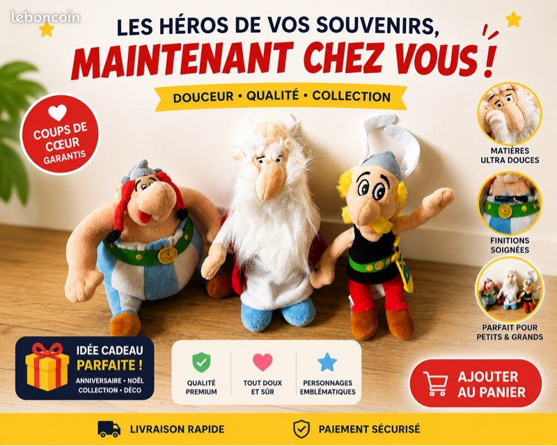 Peluche Astérix 30 Cm – Obélix Super Doux – Officielle – Collectionnez Vos Gaulois Préférés