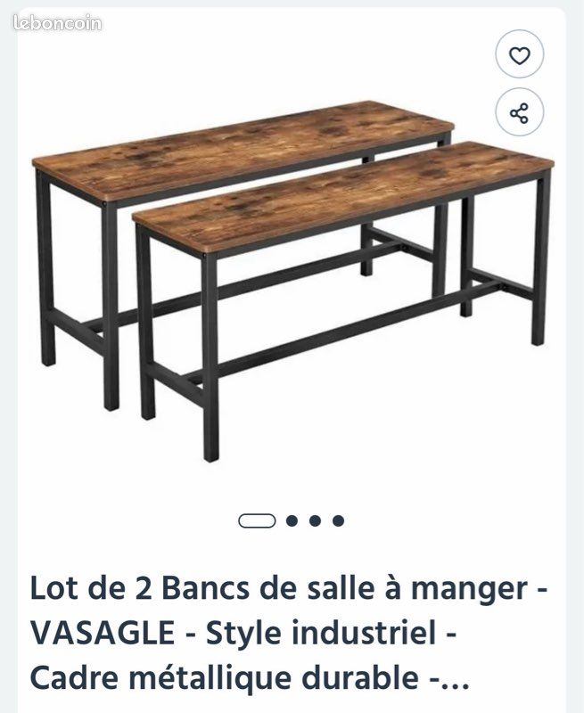 Lot de 2 bancs en bois foncé (image 1)